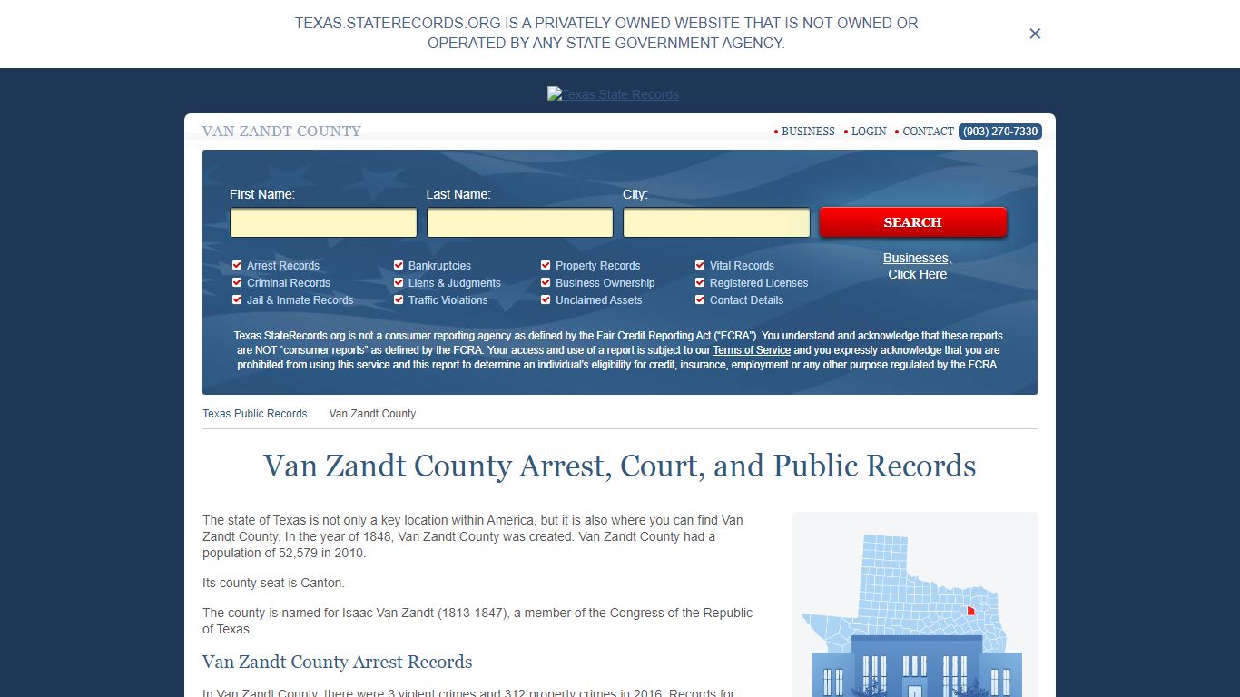 Van Zandt County Arrest, Court, and Public Records